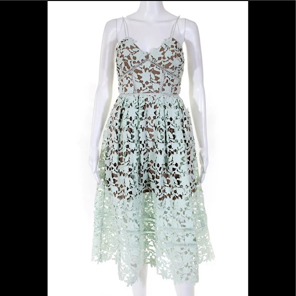 SOLD!!! NWT Self Portrait  Womens Azaelea Applique Dress Mint Green - Size US 4 - Picture 1 of 10